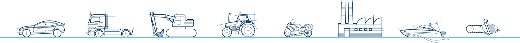 Typical ANH CA applications: wheel hubs, roller and plain bearings, chassis components, fifth wheel, crane slew rings, wire ropes, chainsaws.
